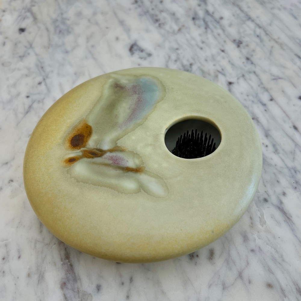 Georgetown Pottery Hand Thrown Ikebana Vase with Built In Kenzan Frog